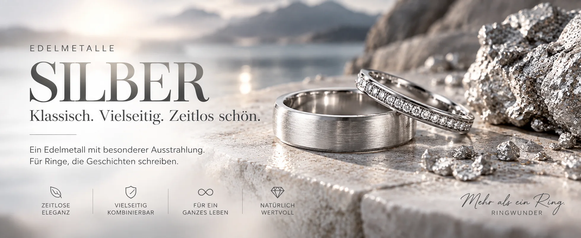 Silber und Sterling Silber 925 für Ringe, Trauringe und Schmuck