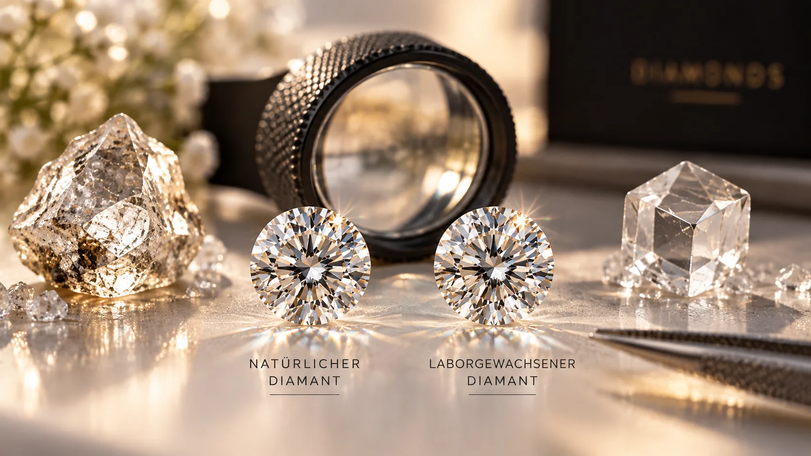 Vergleich natürlicher Diamant und Labordiamant