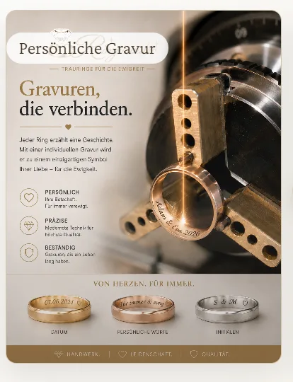 Persönliche Lasergravur in einem Trauring